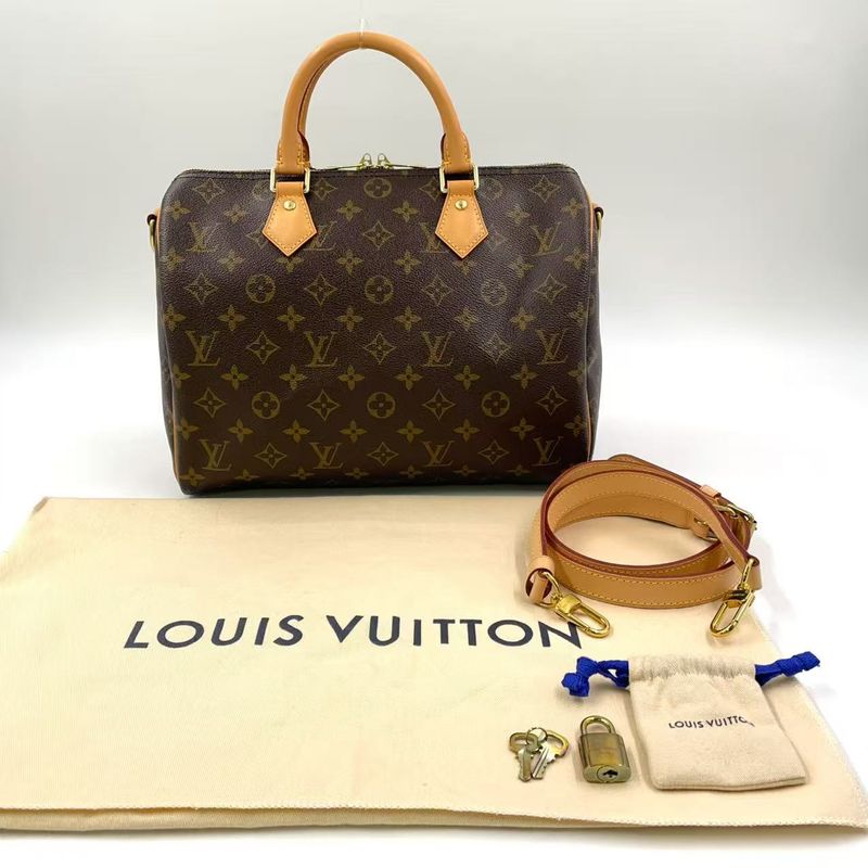 Louis Vuitton Speedy 30 Monogram Leather X PVC Brown Handbag Gold M41112