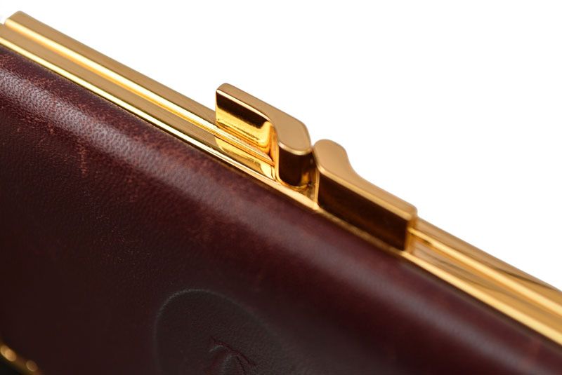 Cartier Folded Wallet Trifold Vintage Cartier Must De Cartier Bordeaux With