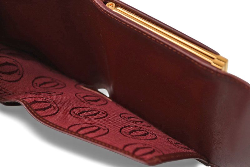 Cartier Folded Wallet Trifold Vintage Cartier Must De Cartier Bordeaux With