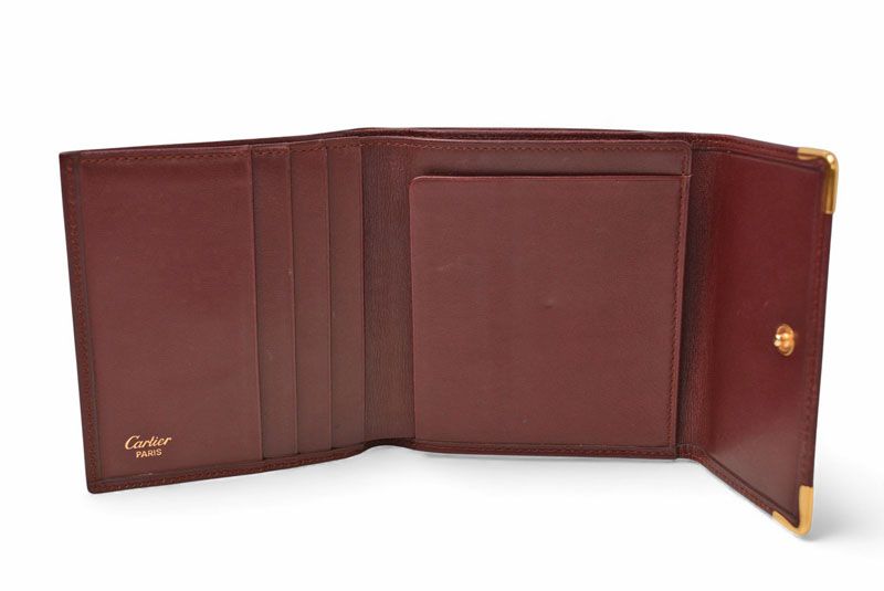 Cartier Folded Wallet Trifold Vintage Cartier Must De Cartier Bordeaux With