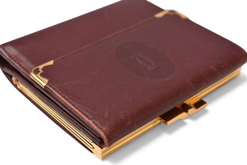 Cartier Folded Wallet Trifold Vintage Cartier Must De Cartier Bordeaux With
