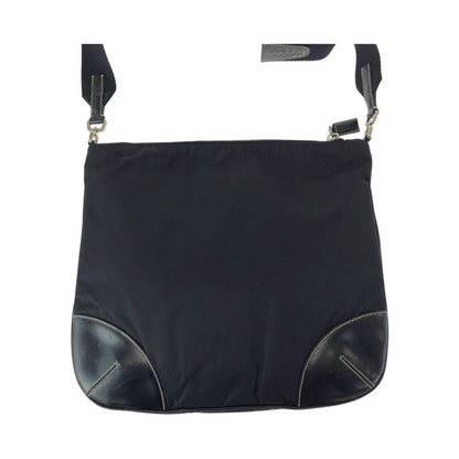 Prada Triangle Logo Plate Black Silver Hardware Nylon/leather Shoulder Bag