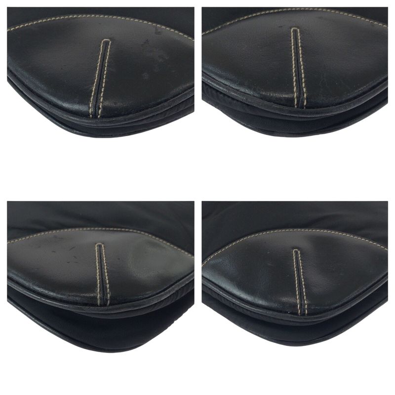 Prada Triangle Logo Plate Black Silver Hardware Nylon/leather Shoulder Bag