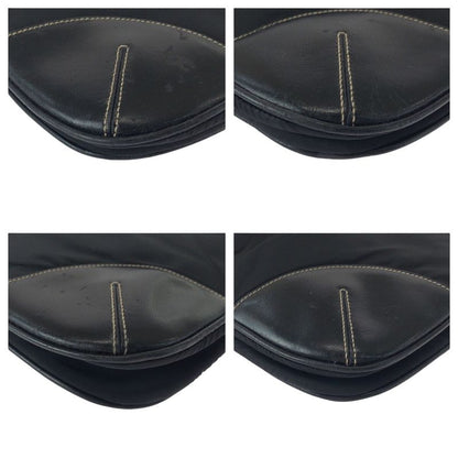 Prada Triangle Logo Plate Black Silver Hardware Nylon/leather Shoulder Bag