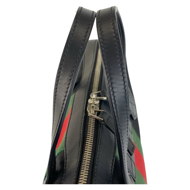 Gucci Sherry Line Black Silver Hardware Canvas/leather 387102 Business Bag