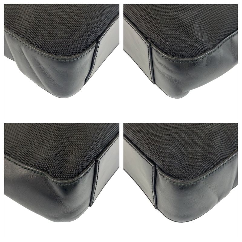 Gucci Sherry Line Black Silver Hardware Canvas/leather 387102 Business Bag