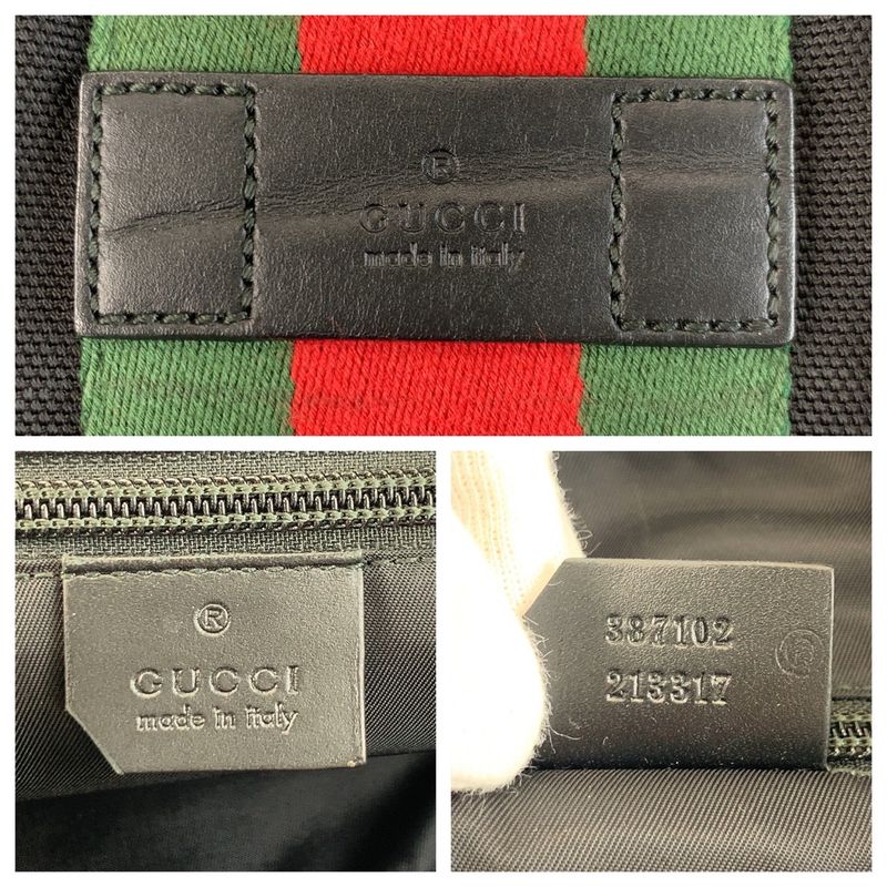Gucci Sherry Line Black Silver Hardware Canvas/leather 387102 Business Bag