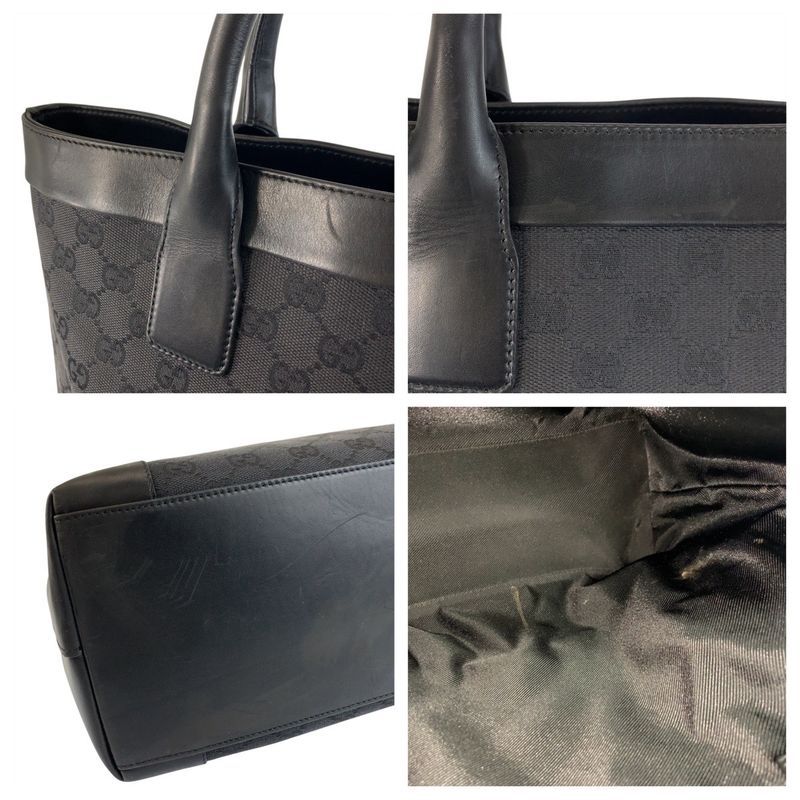 Gucci Black GG Canvas/leather 33889 Tote Bag Shoulder Bag Women 505707
