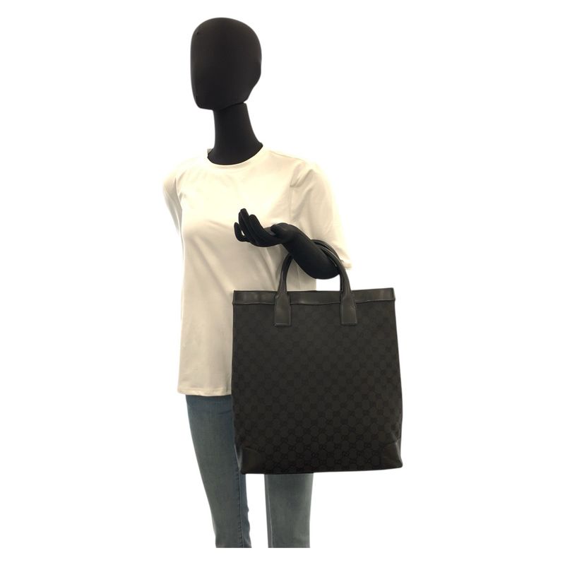 Gucci Black GG Canvas/leather 33889 Tote Bag Shoulder Bag Women 505707