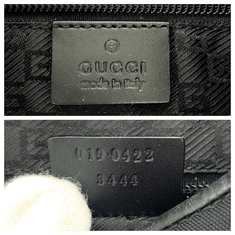 Gucci Black Silver Hardware Canvas/leather 019 0422 Shoulder Bag Pochette Women