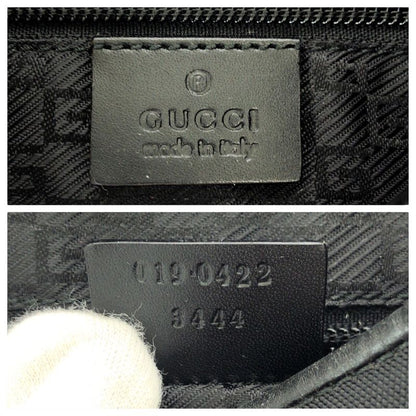 Gucci Black Silver Hardware Canvas/leather 019 0422 Shoulder Bag Pochette Women