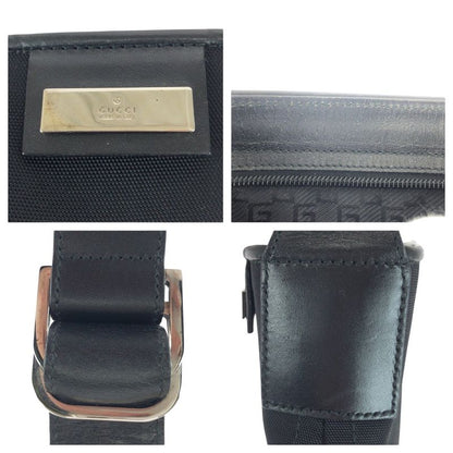 Gucci Black Silver Hardware Canvas/leather 019 0422 Shoulder Bag Pochette Women