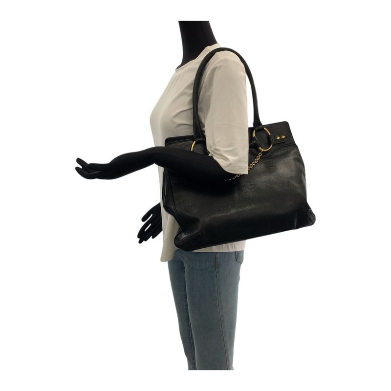 Gucci Horsebit Black Gold Hardware Leather 114914 Tote Bag Shoulder Bag Women