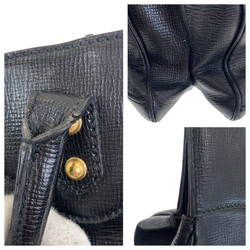 Gucci Horsebit Black Gold Hardware Leather 114914 Tote Bag Shoulder Bag Women