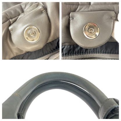 Prada Triangle Logo Plate Nappa Bomber Gray Silver Hardware Leather Handbag