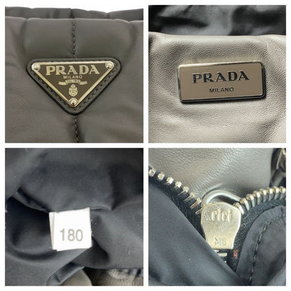 Prada Triangle Logo Plate Nappa Bomber Gray Silver Hardware Leather Handbag