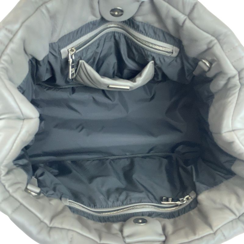 Prada Triangle Logo Plate Nappa Bomber Gray Silver Hardware Leather Handbag