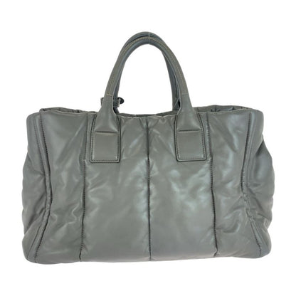 Prada Triangle Logo Plate Nappa Bomber Gray Silver Hardware Leather Handbag