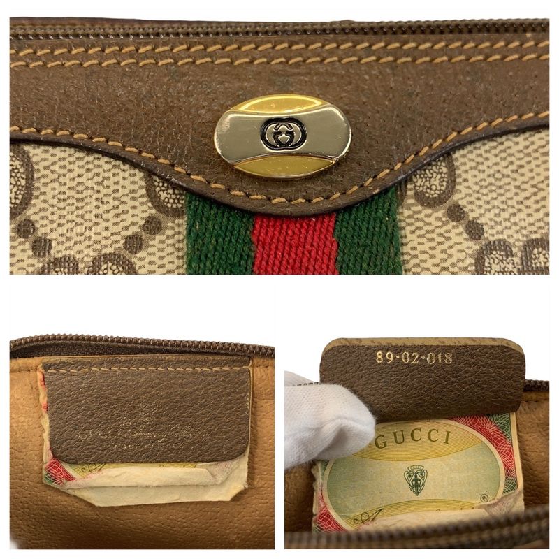 Gucci Vintage Sherry Line Beige GG Supreme Canvas 89 02 018 Shoulder Bag