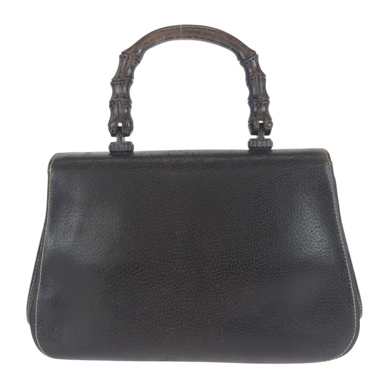 Gucci Vintage Old Gucci Bamboo Brown Gold Hardware Leather 000 406 0147 Handbag