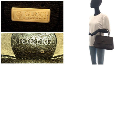 Gucci Vintage Old Gucci Bamboo Brown Gold Hardware Leather 000 406 0147 Handbag