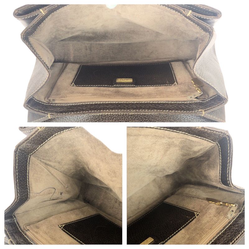 Gucci Vintage Old Gucci Bamboo Brown Gold Hardware Leather 000 406 0147 Handbag