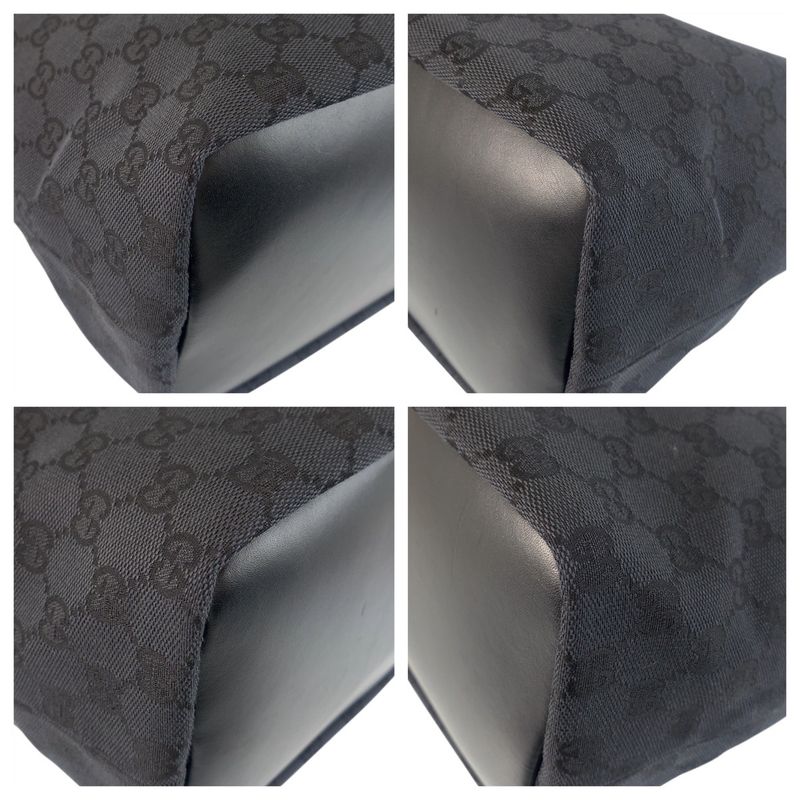 Gucci Bamboo Black GG Canvas 000 0531 Shoulder Bag Women 505801