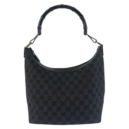 Gucci Bamboo Black GG Canvas 000 0531 Shoulder Bag Women 505801