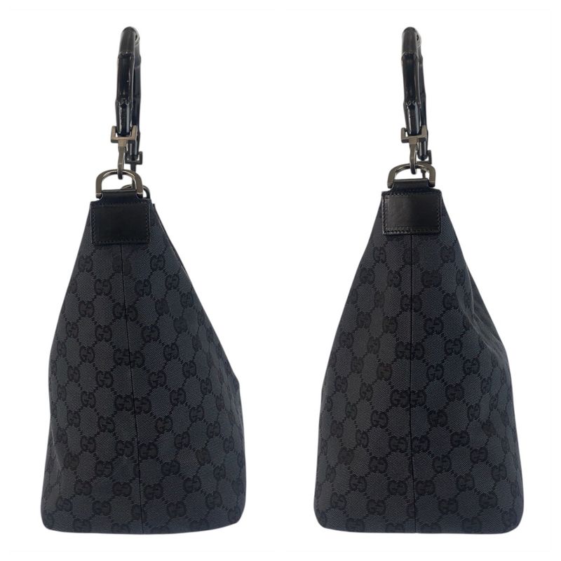 Gucci Bamboo Black GG Canvas 000 0531 Shoulder Bag Women 505801