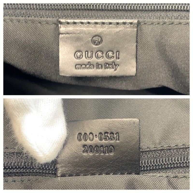 Gucci Bamboo Black GG Canvas 000 0531 Shoulder Bag Women 505801