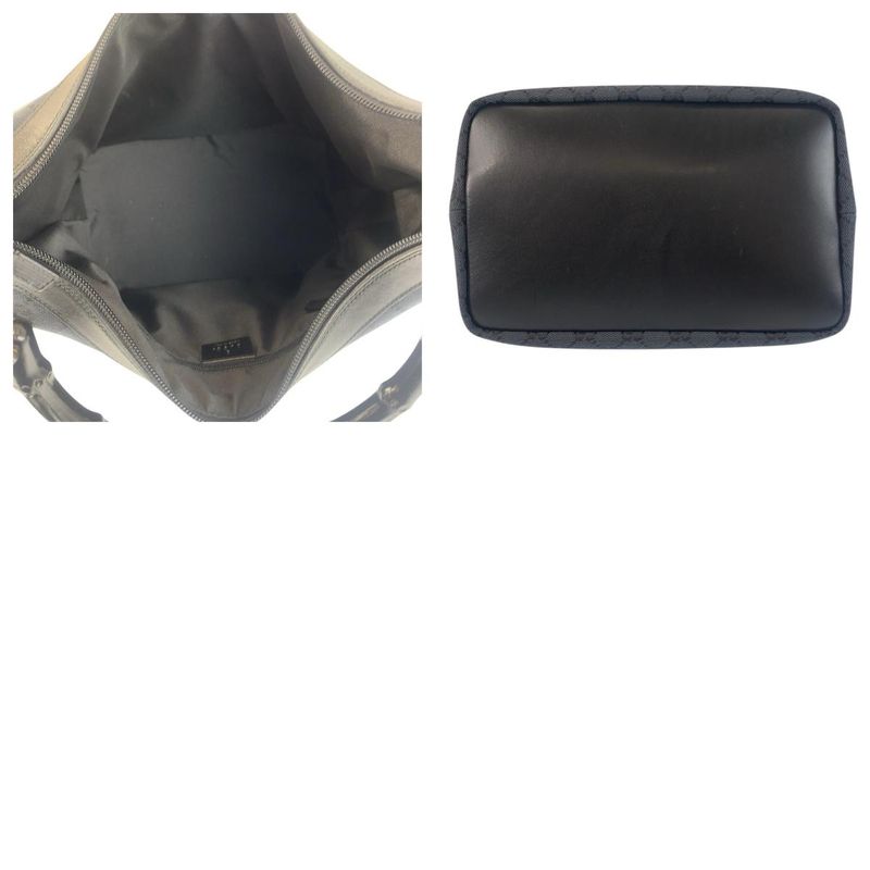 Gucci Bamboo Black GG Canvas 000 0531 Shoulder Bag Women 505801