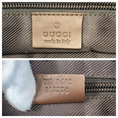 Gucci Beige Brown Silver Hardware GG Canvas/leather 019 0402 Tote Bag Shoulder