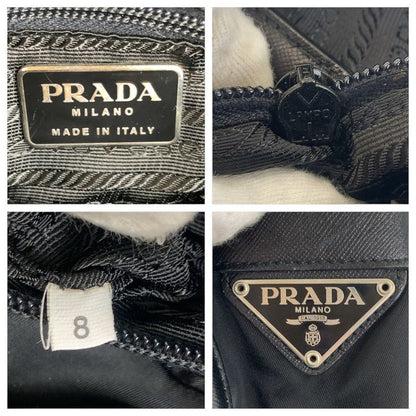 Prada Tessuto Saffiano Triangle Logo Plate Black Silver Hardware Nylon/leather