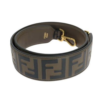 Fendi Strap You FF Logo Brown Gold Hardware Leather Shoulder Strap Women 505939