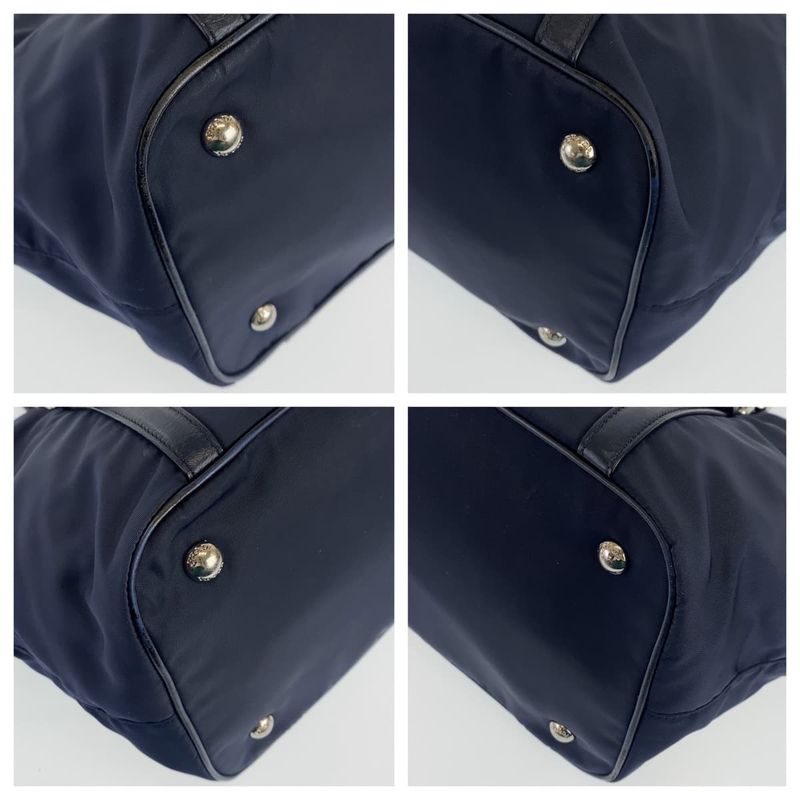 Prada Tessuto Navy Nylon/leather Handbag Tote Bag Women 506015