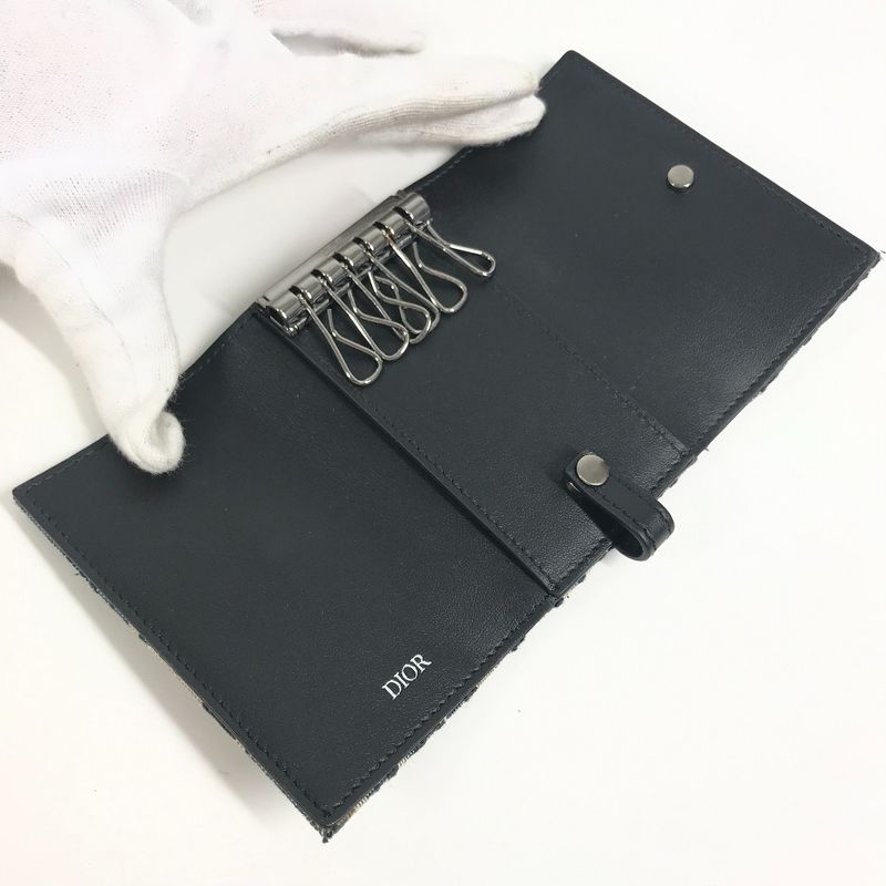 DIOR Key Case Logo Oblique 6-carat Canvas Navy