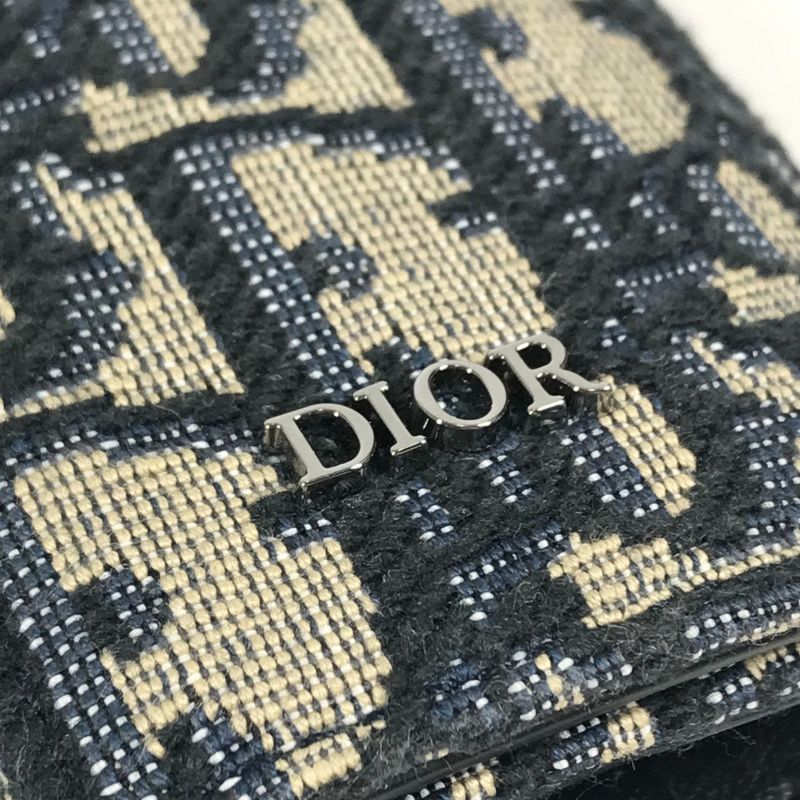 DIOR Key Case Logo Oblique 6-carat Canvas Navy