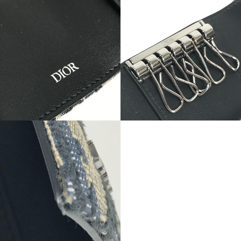 DIOR Key Case Logo Oblique 6-carat Canvas Navy
