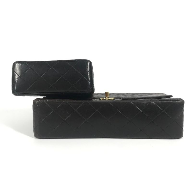 Chanel Handbag Parent And Child Bag CC Coco Logo Lambskin Black