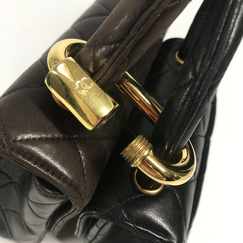 Chanel Handbag Parent And Child Bag CC Coco Logo Lambskin Black