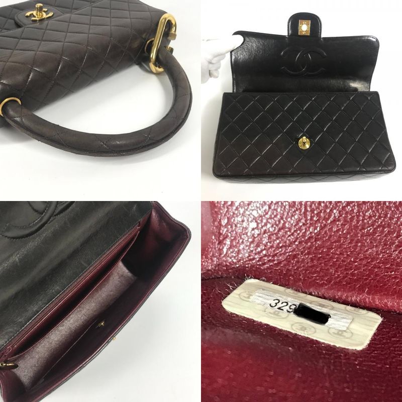 Chanel Handbag Parent And Child Bag CC Coco Logo Lambskin Black