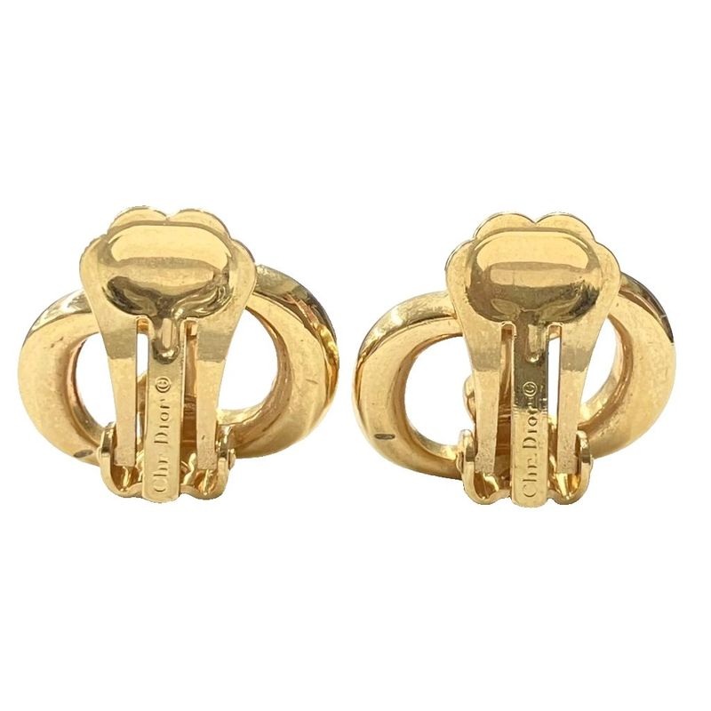 Christian DIOR CD Logo Earrings Accessories Gold Color - GY47 Women