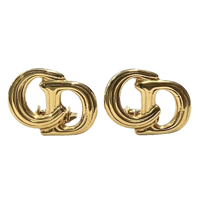 Christian DIOR CD Logo Earrings Accessories Gold Color - GY47 Women