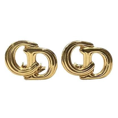 Christian DIOR CD Logo Earrings Accessories Gold Color - GY47 Women