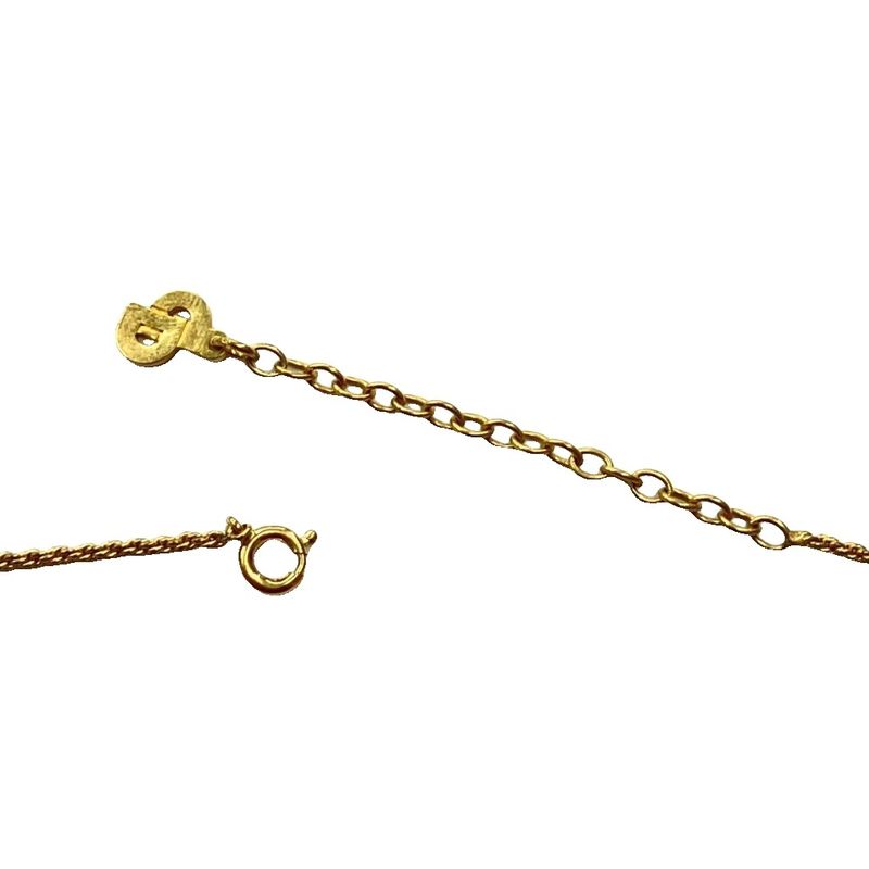 Christian DIOR Heart Motif CD Logo Necklace Pendant Accessory Gold Color - GY47