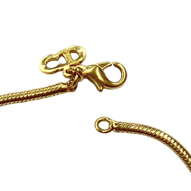 Christian DIOR Logo Oval Necklace Pendant Accessories Gold Color - GY47 Women