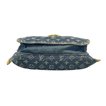 Louis Vuitton Handbag Monogram Denim Flat Shopper M95018 Blue Cotton Leather