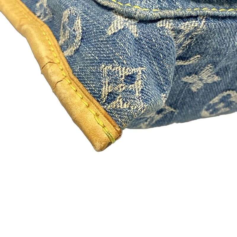 Louis Vuitton Handbag Monogram Denim Flat Shopper M95018 Blue Cotton Leather