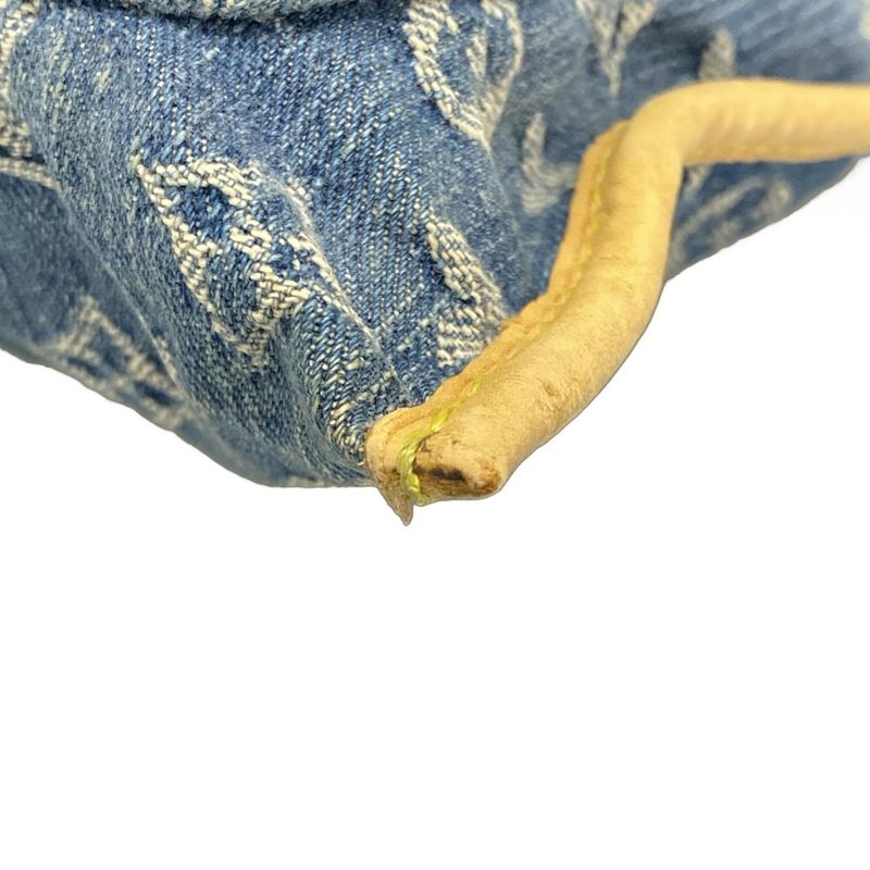 Louis Vuitton Handbag Monogram Denim Flat Shopper M95018 Blue Cotton Leather