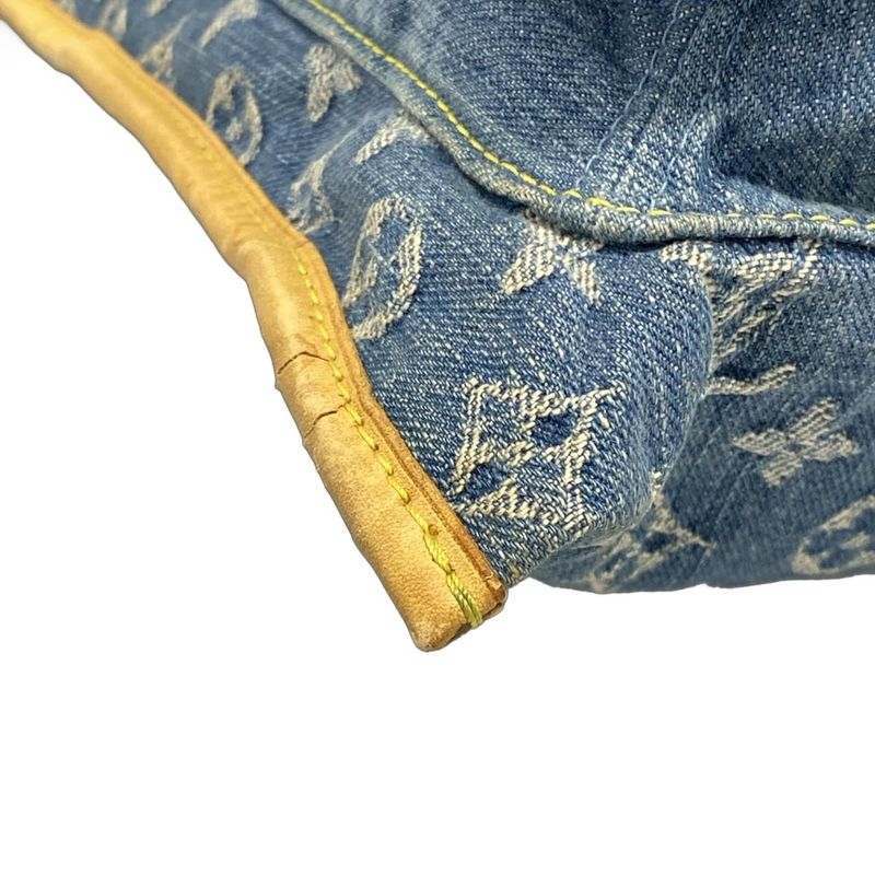 Louis Vuitton Handbag Monogram Denim Flat Shopper M95018 Blue Cotton Leather